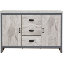 GFW Boston 2 Door 3 Drawer Grey Sideboard - Size: 39 x 113 x 74cm - Wilko - thumbnail 3