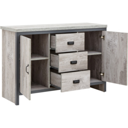 GFW Boston 2 Door 3 Drawer Grey Sideboard - Size: 39 x 113 x 74cm - Wilko - thumbnail 6