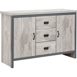 GFW Boston 2 Door 3 Drawer Grey Sideboard - Size: 39 x 113 x 74cm - Wilko - thumbnail 5
