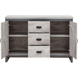 GFW Boston 2 Door 3 Drawer Grey Sideboard - Size: 39 x 113 x 74cm - Wilko - thumbnail 4