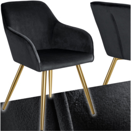 tectake Marilyn Black and Gold Velvet Look Padded Accent Chair - Size: Single - Wilko - thumbnail 3