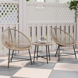 Outsunny Acapulco 3 Piece Rattan Bistro Set Natural - Size: 2 Seater - Yellow - Wilko - thumbnail 1