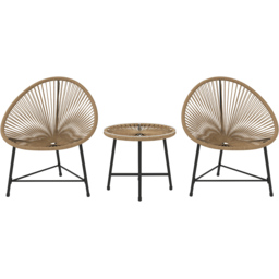 Outsunny Acapulco 3 Piece Rattan Bistro Set Natural - Size: 2 Seater - Yellow - Wilko - thumbnail 3