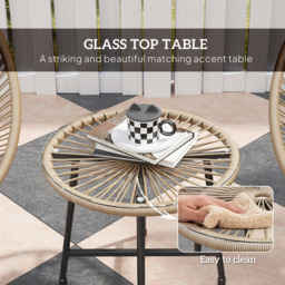 Outsunny Acapulco 3 Piece Rattan Bistro Set Natural - Size: 2 Seater - Yellow - Wilko - thumbnail 7