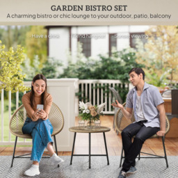 Outsunny Acapulco 3 Piece Rattan Bistro Set Natural - Size: 2 Seater - Yellow - Wilko - thumbnail 6