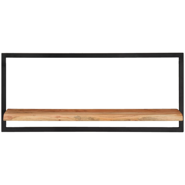 vidaXL 80 x 25 x 35cm Solid Acacia Wood and Steel Wall Shelf 2 Pack - Size: 35 x 80 x 25cm - Brown - Wilko - image 1