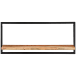 vidaXL 80 x 25 x 35cm Solid Acacia Wood and Steel Wall Shelf 2 Pack - Size: 35 x 80 x 25cm - Brown - Wilko