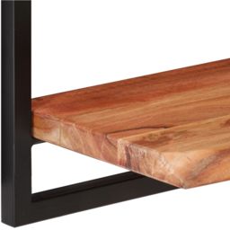 vidaXL 80 x 25 x 35cm Solid Acacia Wood and Steel Wall Shelf 2 Pack - Size: 35 x 80 x 25cm - Brown - Wilko - thumbnail 7