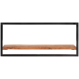 vidaXL 80 x 25 x 35cm Solid Acacia Wood and Steel Wall Shelf 2 Pack - Size: 35 x 80 x 25cm - Brown - Wilko - thumbnail 4