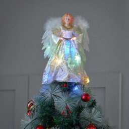 Living and Home Off White LED Angel Christmas Tree Topper - Size: 31 x 21 x 21cm - Wilko - thumbnail 3