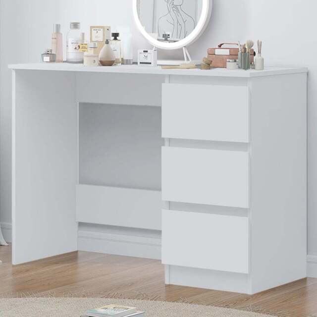 FWStyle Stora 3 Drawer Matt White Dressing Table - Size: 72 x 99 x 40cm - Wilko - image 1