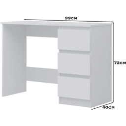 FWStyle Stora 3 Drawer Matt White Dressing Table - Size: 72 x 99 x 40cm - Wilko - thumbnail 7
