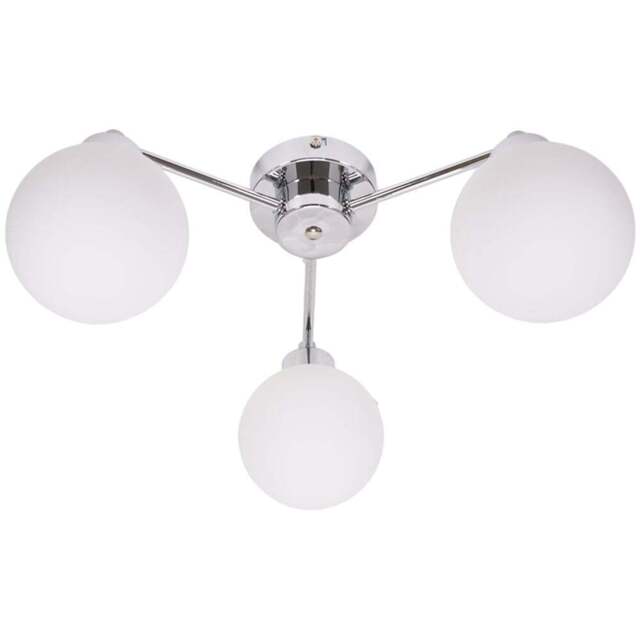 ValueLights Jonah Brushed Silver 3 Arm Globe Ball Shade Flush LED Ceiling Light - Size: 19 x 37 x 40.5cm - Wilko - image 1