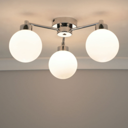 ValueLights Jonah Brushed Silver 3 Arm Globe Ball Shade Flush LED Ceiling Light - Size: 19 x 37 x 40.5cm - Wilko - thumbnail 3