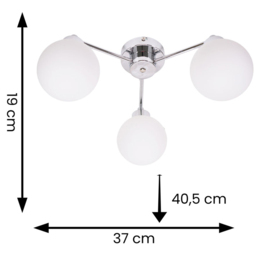 ValueLights Jonah Brushed Silver 3 Arm Globe Ball Shade Flush LED Ceiling Light - Size: 19 x 37 x 40.5cm - Wilko - thumbnail 7