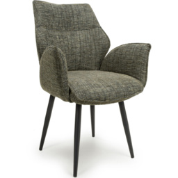 Baltimore Set of 2 Tweed Green Swivel Dining Chair - Shankar - Wilko - thumbnail 3
