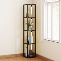 Portland 4 Shelf Black Floor Lamp - Size: 163 x 29 x 29cm - Wilko - thumbnail 4