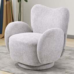 Living and Home Grey Chenille High Back Swivel Accent Chair - Size: Single - Wilko