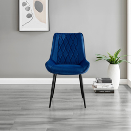 Furniturebox Copeland Cesano Marble Effect 6 Seater Dining Set White Navy and Black - Blue - Wilko - thumbnail 5