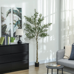 Portland Faux Potted Silk Olive Indoor Artificial Tree 180cm - Size: 180 x 15 x 15cm - Green - Wilko - thumbnail 3