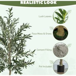 Portland Faux Potted Silk Olive Indoor Artificial Tree 180cm - Size: 180 x 15 x 15cm - Green - Wilko - thumbnail 5