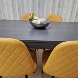 Kosy Koala 4 Seater Faux Leather Gem Pattern Dining Set Dark Grey and Mustard - Multi - Portland - Wilko - thumbnail 7