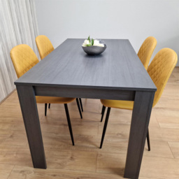 Kosy Koala 4 Seater Faux Leather Gem Pattern Dining Set Dark Grey and Mustard - Multi - Portland - Wilko - thumbnail 3