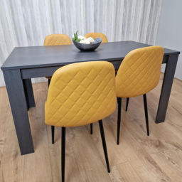 Kosy Koala 4 Seater Faux Leather Gem Pattern Dining Set Dark Grey and Mustard - Multi - Portland - Wilko - thumbnail 1