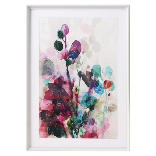 Watercolour Bloom Embellished Framed Art Multicolour - Wilko - image 1