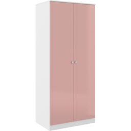 Seconique Denver 2 Door White and Pink Gloss Wardrobe - Size: 175 x 75 x 48cm - White/Pink Gloss - Wilko - thumbnail 3