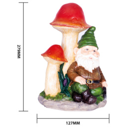 St Helens Male Gnome Under Light Up Mushroom - Size: 3.06x1.86x2.1cm - Brown - Wilko - thumbnail 5