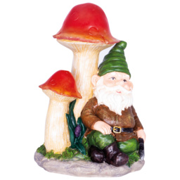 St Helens Male Gnome Under Light Up Mushroom - Size: 3.06x1.86x2.1cm - Brown - Wilko - thumbnail 1