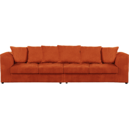 Luxor 4 Seater Orange Jumbo Cord Scatter Back Sofa - Wilko - thumbnail 3