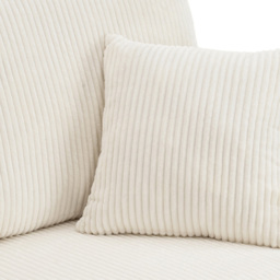 Living and Home 3 Seater Beige White Corduroy Sofa with Cup Holders and Cushions - Wilko - thumbnail 5