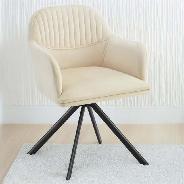 tectake Set of 2 Cream and Black Velvet Swivel Armchair - Size: Single - Wilko - image 1