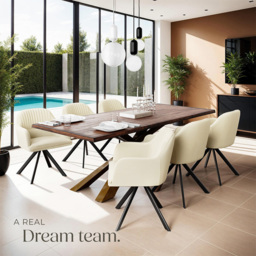 tectake Set of 2 Cream and Black Velvet Swivel Armchair - Size: Single - Wilko - thumbnail 5