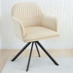 tectake Set of 2 Cream and Black Velvet Swivel Armchair - Size: Single - Wilko