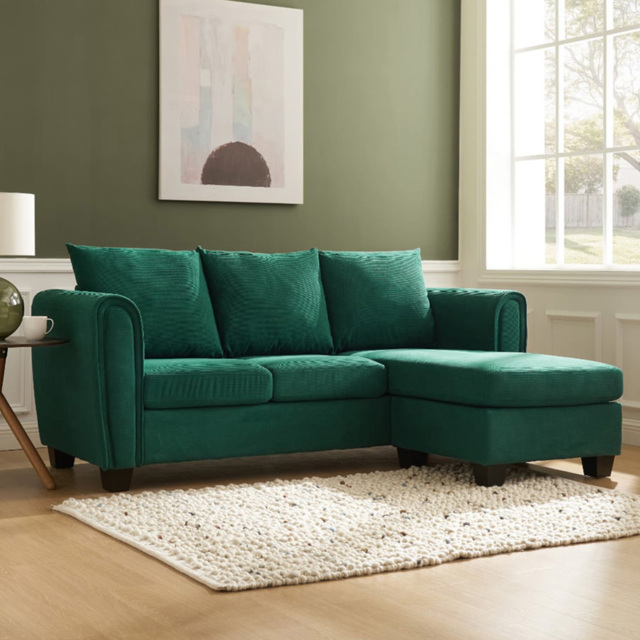 Home Detail Halena 3 Seater Green L Shape Sofa with Chaise - Wilko - image 1