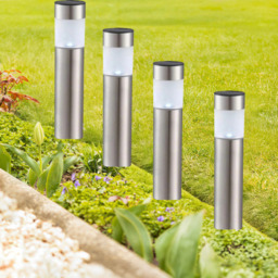 Garden Mile 4 Pack Bollard Solar LED Pathway Light - Size: 35 x 5 x 5cm - Silver - Wilko - thumbnail 5