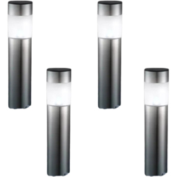 Garden Mile 4 Pack Bollard Solar LED Pathway Light - Size: 35 x 5 x 5cm - Silver - Wilko - thumbnail 1
