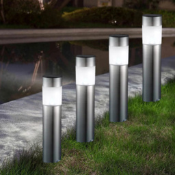 Garden Mile 4 Pack Bollard Solar LED Pathway Light - Size: 35 x 5 x 5cm - Silver - Wilko - thumbnail 7