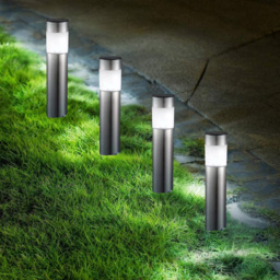 Garden Mile 4 Pack Bollard Solar LED Pathway Light - Size: 35 x 5 x 5cm - Silver - Wilko - thumbnail 6