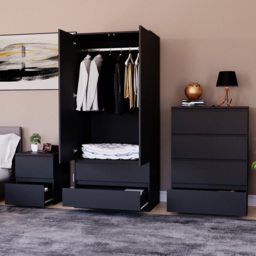 VIDA DESIGNS Denver Black 3 Piece Bedroom Furniture Set - Wilko - thumbnail 6