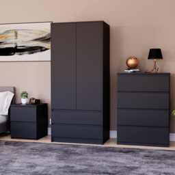 VIDA DESIGNS Denver Black 3 Piece Bedroom Furniture Set - Wilko - thumbnail 4