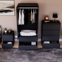 VIDA DESIGNS Denver Black 3 Piece Bedroom Furniture Set - Wilko - thumbnail 5