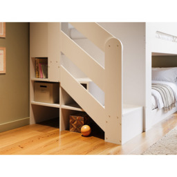 Flair Zeno White Low Bunk Bed with Staircase and Storage - Size: Single - Wilko - thumbnail 4