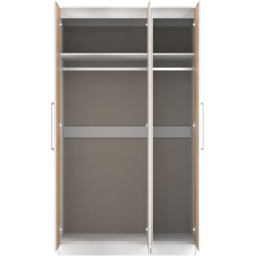 Crowndale Worcester 3 Door Slatt Effect and White Tall Mirrored Wardrobe Ready Assembled - Slatt Effect & White - Wilko - thumbnail 7