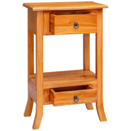 vidaXL 2 Drawer Single Shelf Natural Solid Mahogany Wood Console Table - Size: 75.5 x 50.5 x 30cm - Brown - Wilko - thumbnail 3