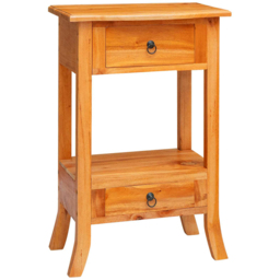 vidaXL 2 Drawer Single Shelf Natural Solid Mahogany Wood Console Table - Size: 75.5 x 50.5 x 30cm - Brown - Wilko - thumbnail 4