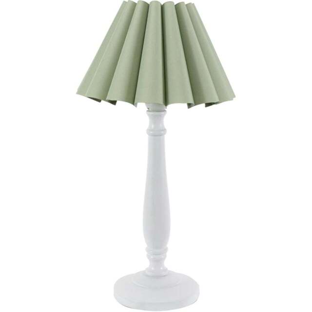 ValueLights Victoria Sage Scallop Shade White Wood Candlestick Stem LED Table Lamp - Wilko - image 1